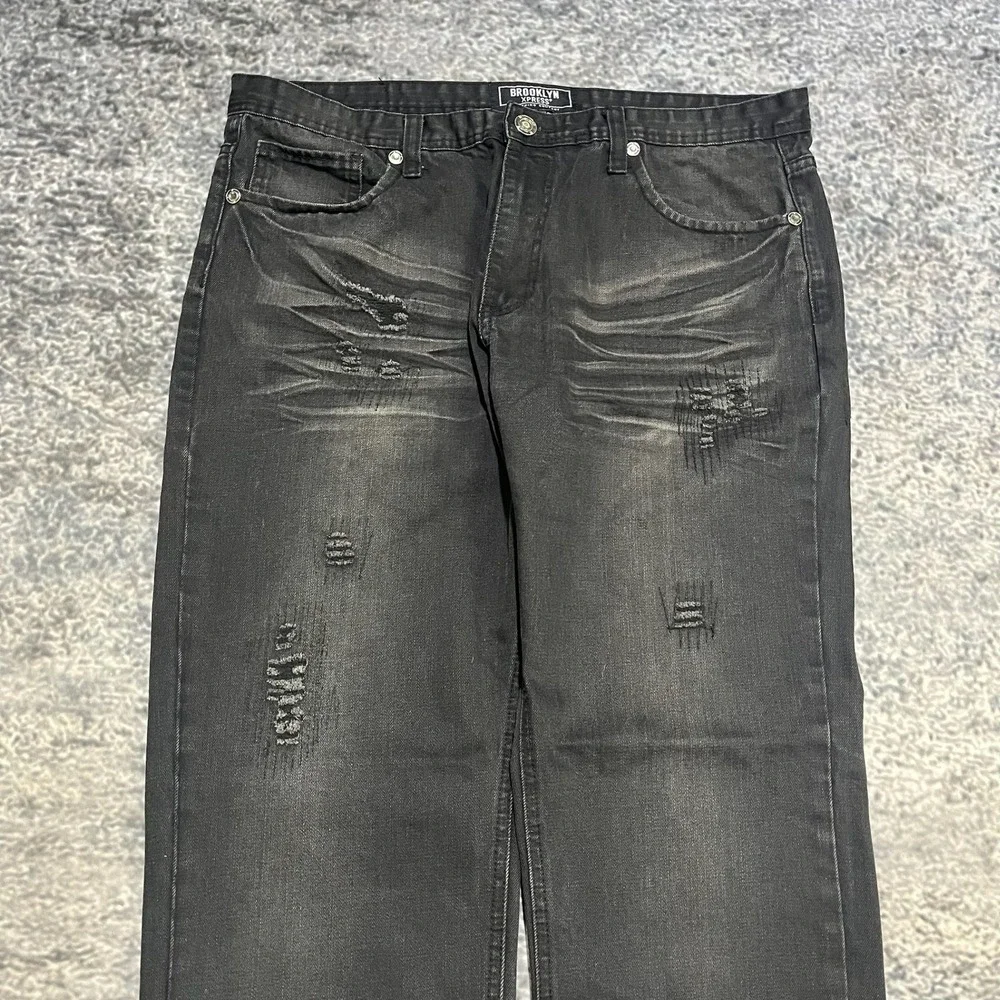 Vintage Brooklyn Xpress Jeans Mens‎ 38x31 Black Y2K Denim Grunge Archive